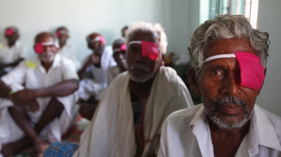 Patients waiting for eye surgery